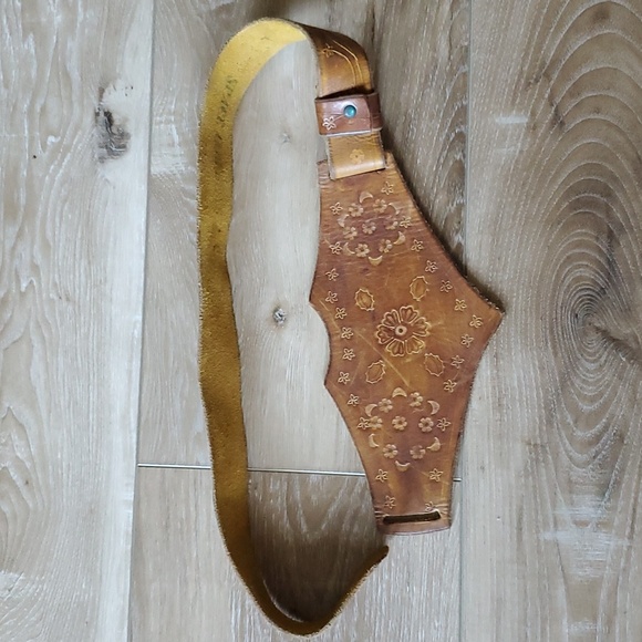 Rare Vintage 60's-70's Tooled Leather Belt - Picture 3 of 10